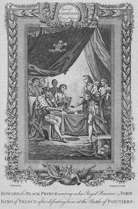 Edward the Black Prince waiting on his Royal Prisoner John, King of France by Unbekannt
