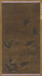 Eight Mynah Birds with Bamboo and Orchids, Ming Dynasty by Unbekannt