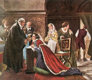 Electress Elisabeth Takes Communion After the Protestant Service by Unbekannt