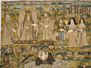 Embroidered Picture: The Proclamation of Solomon, Mid-17th Century