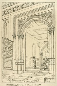 Entrance to the different courts of law, Guildhall, London, June 1815