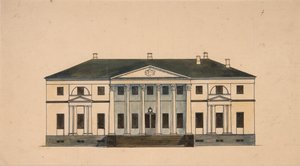 Facade of the House in the Golitsyn Petrovo-Dalneye Estate, First Quarter of 19th Century by Unbekannt