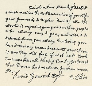 Facsimile of autograph letter by Kitty Clive, 1907 by Unbekannt