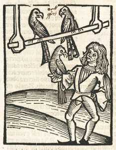 Falconer with goshawks by Unbekannt