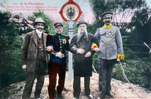 Father and His Sons at the French-German Border by Unbekannt