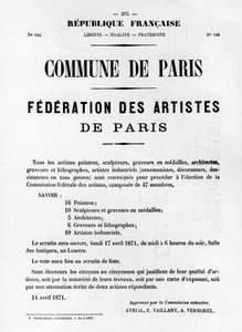 Federation of Artists, from French Political Posters of the Paris Commune, May 1871 by Unbekannt