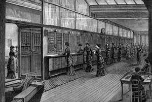 Female Telephonists at the Central Telephone Exchange, Paris by Unbekannt