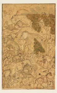 Figures Capturing Wild Elephants by Unbekannt