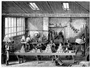 Filling and Soldering Cans of Food, France