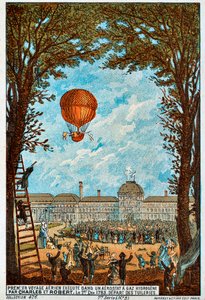 First aerial voyage by Charles and Robert, Paris, France, 1783 by Unbekannt