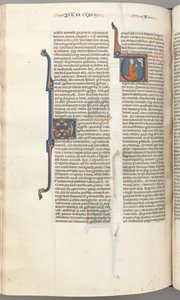 Amos, Historiated Initial V, Amos Kneeling in Prayer, Bust of God Above by Unbekannt