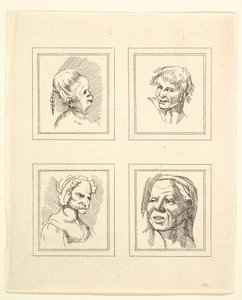 Four Heads from Caricatures by Leonardo da Vinci, from Drawings by Wincelslaus Hollar