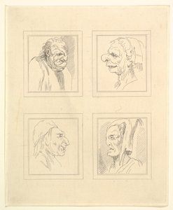 Four Heads from Characaturas by Leonardo da Vinci, from Drawings by Wincelslaus Hollar by Unbekannt