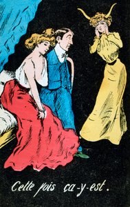 French Adultery Caricature Postcard by Unbekannt
