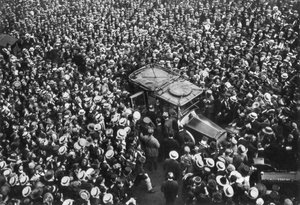 French Crowds Cheering Pershing and Joffre, Hotel Crillon, Paris, First World War