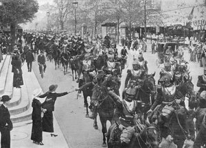 French Cuirassiers Riding Through the Streets of Paris on Their Way to the Front, 1914