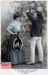 French Romantic Postcard, c1900