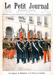 French War Veterans Carrying Flags of the Madagascar and China Campaigns, 1901