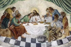 Fresco in Zollino Church: The Last Supper by Unbekannt
