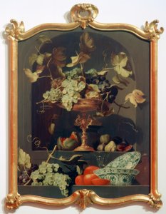 Fruit Still Life with a Bowl of Grapes in a Wall Niche