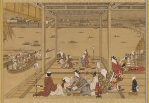 Gaiety in a Riverside Tea-House by Unbekannt