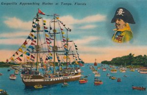 Gasparilla Approaching Harbor at Tampa, Florida, c1940s