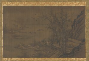Geese at Dawn on a Misty River by Unbekannt