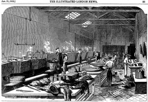 General view of kitchen at Richie & McCalls Cannery, Houndsditch, London by Unbekannt