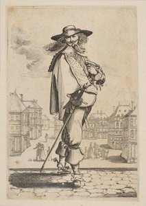 Gentleman with a Sword Before Some Buildings by Unbekannt