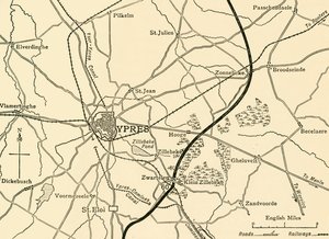 German Positions near Ypres, Flanders, First World War by Unbekannt