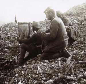 German Signallers Outside the Fortress of Vaux, Verdun, Northern France