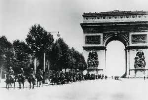 German Soldiers Marching Through Paris, 14 June 1940 by Unbekannt