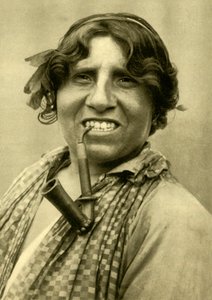 Gipsy Woman Smoking a Pipe, Burgenland, Austria, c1935 by Unbekannt