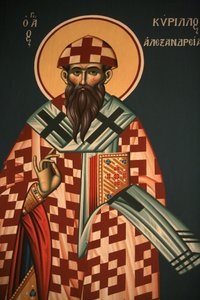 Greek orthodox icon depicting Saint Cyrile of Alexandria, Thessaloniki, Greece