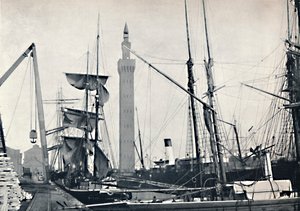 Grimsby - View of the Docks, with the Hydraulic Tower by Unbekannt