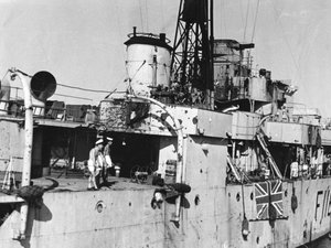 HMS Amethyst, after action on the Yangtze River, 20th April 1949