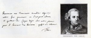 Handwriting and signature of Frederick the Great, King of Prussia by Unbekannt