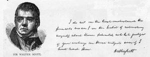 Handwriting and signature of Sir Walter Scott