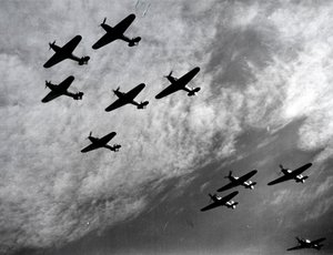 Hawker Hurricanes Flying in Formation, Battle of Britain, World War II