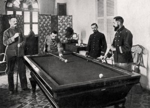 Henri Gouraud, French soldier, playing billiards