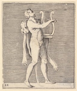 Hercules playing a lyre, a lionskin draped over his shoulder by Unbekannt