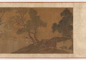 Herdboys and Water Buffaloes Crossing a Stream by Unbekannt