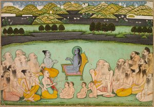 Hindu God Krishna Talking to Elders, c. 1800 by Unbekannt