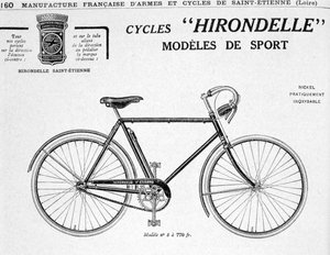 Hirondelle Saint Etienne, Bicycle Tourism Advertisement, 20th century by Unbekannt