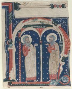 Historiated Initial H Excised from an Antiphonary: SS. Paul the Hermit and Anthony, c1200-1230