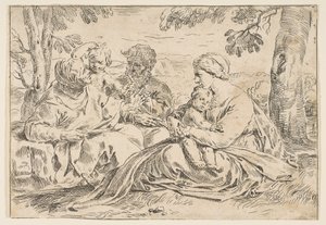 Holy Family with Saint Elizabeth and Saint John the Baptist, copy in reverse, ca. 1639 or after by Unbekannt