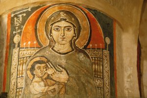 Holy Virgin and Saint John Kame Coptic Monastery, Mary breastfeeding Jesus, Egypt