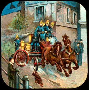 Horse-drawn fire engine by Unbekannt