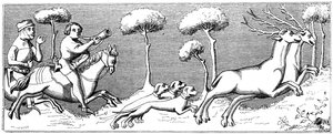 Hunting Deer with Dogs, 14th century, 1849