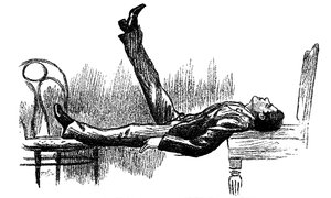 Hypnotised subject in a state of catalepsy, 1891